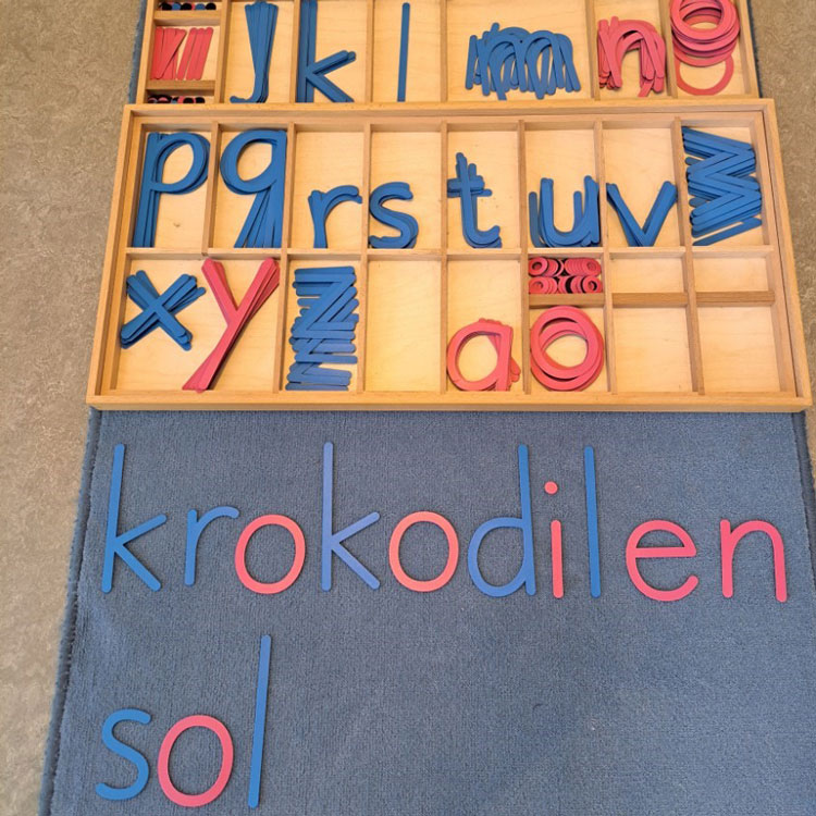 Rörliga alfabetet på Brommarkrokodilen Barnens Montessori